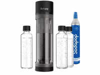 Sodapop Wassersprudler Logan, schwarz, mit 3 Glasflaschen und 1 Zylinder