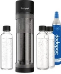 Sodapop Wassersprudler Logan, schwarz, mit 3 Glasflaschen und 1 Zylinder