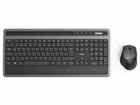 Hama Tastatur KMW-600, 182685, mit Funkmaus, Handballenauflage, USB, schwarz / grau