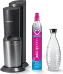 Sodastream Wassersprudler Crystal 3.0, schwarz, mit 1 Glasflasche und 1 Zylinder