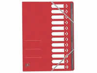 Oxford Ordnungsmappe TOP FILE+ 400116257, A4, aus Karton, rot, 12 Fächer