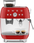 Smeg Espressomaschine 50er Style, EGF03RDEU, Milchaufsch&auml;umer, 2,5 Liter, Aluminium,