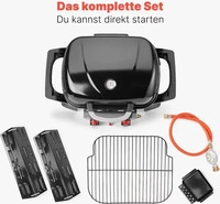Proficook Gasgrill PC-GG 1261, schwarz, 2 Brenner, Edelstahl / Metall, mit