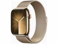 Apple Smartwatch Watch Series 9 iOS GPS Cellular, 45 mm, NFC, EKG, Edelstahl, gold