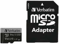 Verbatim Micro-SD-Karte Pro, 47046, 512GB, bis 100 MB/s, UHS-I U3, SDXC