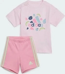 Adidas IS2680-0001, Adidas Essentials Allover Print Kids T-Shirt Set Clear Pink /