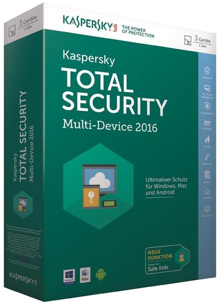 Kaspersky Lab Total Security Multi-Device 2016 3 User DE Win Mac Android