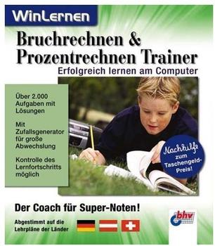 bhv Software Bruchrechnen & Prozentrechnen Trainer, 1 CD-ROM Der Coach für Super-Noten. Abgestimmt auf die Lehrpläne der Länder Deutschland, Österreich, Schweiz. Für Windows 98/2000/ME/XP. Über 2.000 Aufgaben u. Lösungen