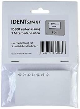 IDENTsmart Zeiterfassung 5er Pack Mitarbeiter-Karten (RFID) inkl. Lizenz - weiß - für ID500TR