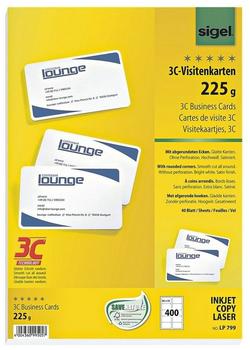 Sigel Visitenkarten 3C (A4, 225 g/m2 400 x Kopierpapier, Weiss