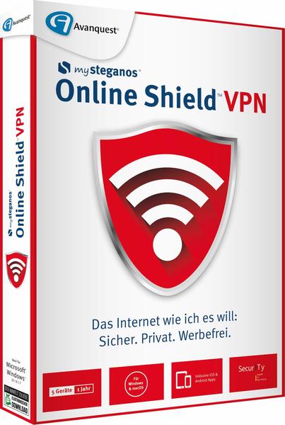 Avanquest Steganos Online Shield VPN Vollversion, 5 Lizenzen Windows, Mac, iOS, Android Systemoptimi