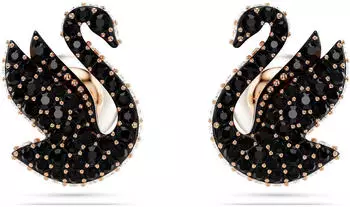 Swarovski Swan Ohrstecker Kristallperle schwarz