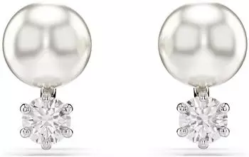 Swarovski Matrix Ohrstecker Kristallperle Rundschliff weiß rhodiniert