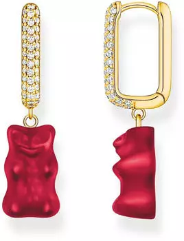 Thomas Sabo Einzel-Creole mit Goldbären-Anhänger in Midiversion und Steinen rot Thomas Sabo Einzel-Creole mit Goldbären-Anhänger in Midiversion und Steinen rot