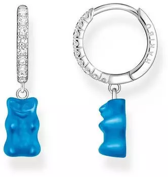 Thomas Sabo Einzel-Creole mit Goldbären-Anhänger und Steinen Silber blau Thomas Sabo Einzel-Creole mit Goldbären-Anhänger und Steinen Silber blau