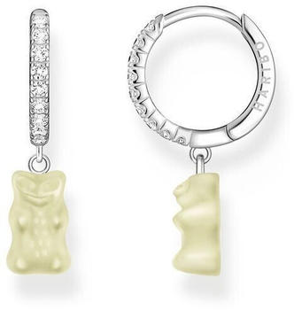 Thomas Sabo Einzel-Creole mit Goldb&auml;ren-Anh&auml;nger und Steinen Silber wei&szlig;