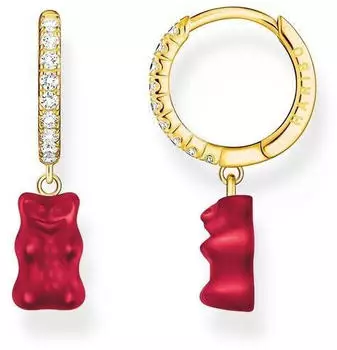 Thomas Sabo Einzel-Creole mit Goldbären-Anhänger und Steinen vergoldet rot Thomas Sabo Einzel-Creole mit Goldbären-Anhänger und Steinen vergoldet rot