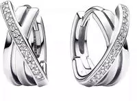 Pandora 293150C01 Damen-Creolen Ohrringe &Uuml;berkreuztes Pav&eacute; Silber