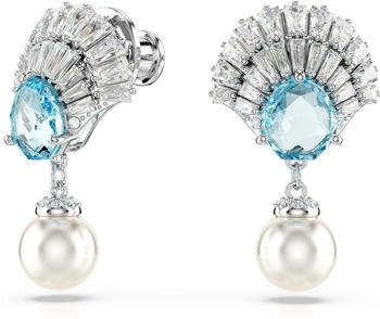 Swarovski Idyllia Drop-Ohrh&auml;nger Kristallperle Muschel Blau Rhodiniert (5680301)