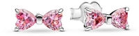 Pandora 293505C01 Damen-Ohrstecker Silber Funkelnde Pinkfarbene Schleife