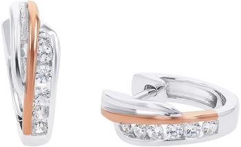 Amor Creolen 925 Sterling Silber mit Zirkonia, Bicolor, 1,2 cm (2026218)