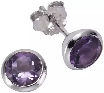 ZEEme Ohrstecker 925 Silber rhodiniert Amethyst 7,5mm (358220410-6)