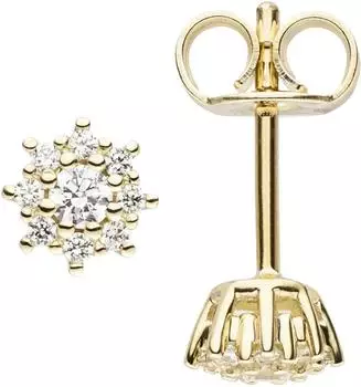 Schmuck Krone Ohrstecker Sterne 333 Gelbgold 18 Zirkonia (24343)
