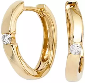 Schmuck Krone Creolen 13,8mm mit Brillanten 0,08ct W-SI, 585 Gelbgold (16495)