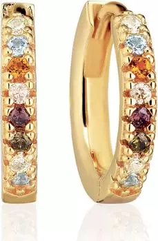 Sif Jakobs Jewellery Ellera Medio Creolen, 18k vergoldetes Sterlingsilber, mehrfarbige Zirkonia (SJ-E2859-XCZ(YG))