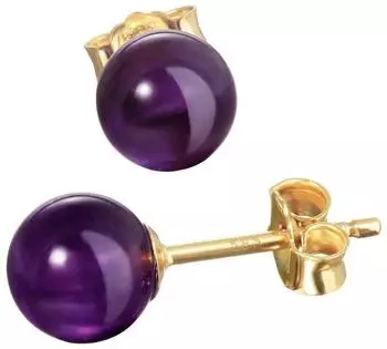 NKlaus Amethyst Kugel-Ohrstecker 6mm, Gelbgold 585 (7943)