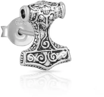 NKlaus Thor Hammer Ohrstecker (Einzel) keltisch, 925 Sterlingsilber, 10x8mm (4335)