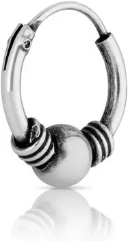 NKlaus Bali Creole einzelner Ohrring 10mm, 925 Silber, Gothic (2632)
