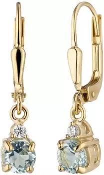 Schmuck Krone Ohrhänger 333 Gelbgold mit Blautopas & Zirkonia (24440)