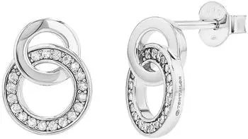 Tom Tailor Ohrstecker Infinity Kreise Silber 925 mit Zirkonia, Damen (2100574)