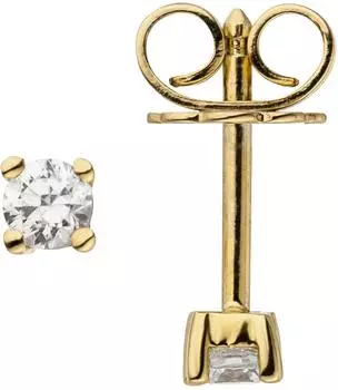 Schmuck Krone Solitär Ohrstecker 2 Brillanten, 585 Gelbgold, Damen (22888)