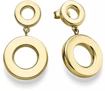 Schmuck Krone Ohrhänger Kreise 33x18mm 585 Gelbgold glänzend (38902)