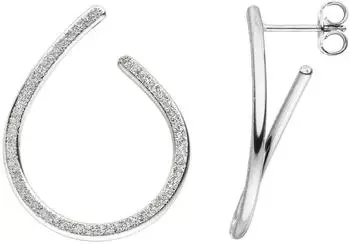 Schmuck Krone Creolen 28,3x22,6mm 925 Silber rhodiniert mit Glitzereffekt (25101)