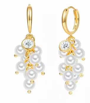 luluandjane Creolen Glasperle weiß, Zirkonia, gelbgold (500713860)