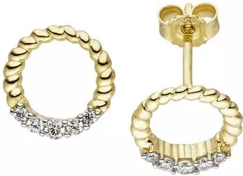 Schmuck Krone Ohrstecker Kreise 10 Zirkonia, 333 Gelbgold, Ø9,8mm (23520)