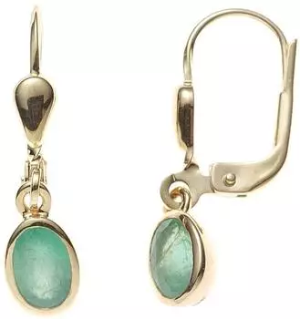 Schmuck Krone Ohrhänger 585 Gelbgold Smaragd oval (19522)