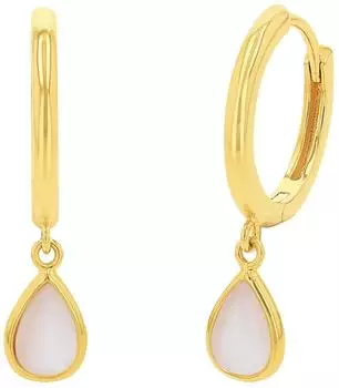 Amor Creolen "Drop" Damen, Sterlingsilber 925, gelbgoldfarben/wei&szlig; (2035995)