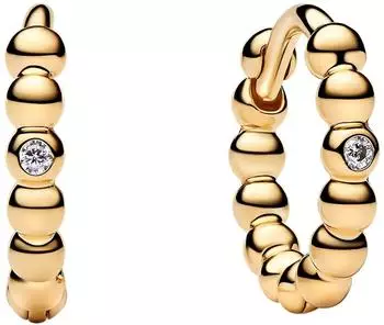 Pandora Huggies Creolen mit Kugeln, goldfarben, Damen (264823C01)