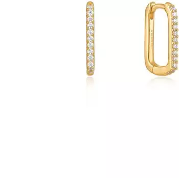 Ania Haie Glam Rock Creolen oval, 925 Silber 14k vergoldet, Zirkonia (mid-38519)