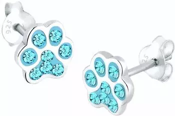 Elli Ohrstecker Pfote Katze/Hund Kristalle, hellblau, Silber 925 (68222310-0)