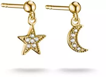 Thomas Sabo Ohrstecker Mond & Stern, Zirkonia, goldfarben (H2374-M01-14)