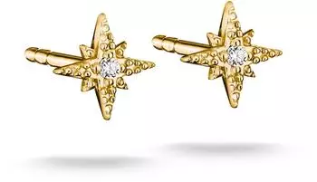 Thomas Sabo Ohrstecker Stern mit Zirkonia, gelbgoldfarben (H2370-M01-14)