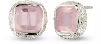 Haze & Glory Ohrstecker Quadrat Quarz rosa 925 Sterlingsilber (16993926-13)