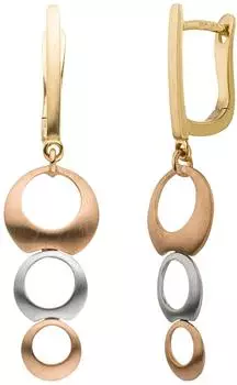 Schmuck Krone Boutons Kreise 34,5x8,8mm 585 Gold tricolor mattiert (25025)