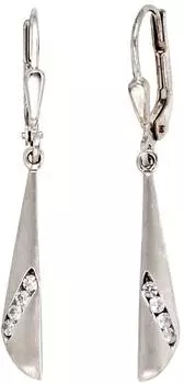 Schmuck Krone Ohrhänger Boutons mit Zirkonia, 333 Weißgold mattiert (16689)