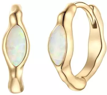 Glanzstücke München Creolen Sterling Silber gelbvergoldet mit weißem Opal (50084348)